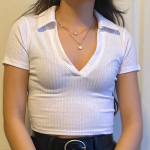 nwot ribbed collared crop top